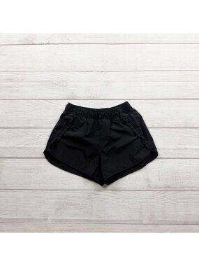 Yogalicious Black Ruffle Trim Athletic Shorts Lightweight Polyester Blend S 7-8